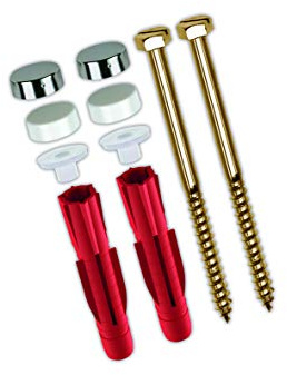 TOX Stand-WC-Befestigung Toilet, mit Allzweckdübel Tri 8x51 mm + Messing-Sechskantschraube 6,0 x 85 mm und Abdeckkappen weiß/chrom , 1 Set, 04510152