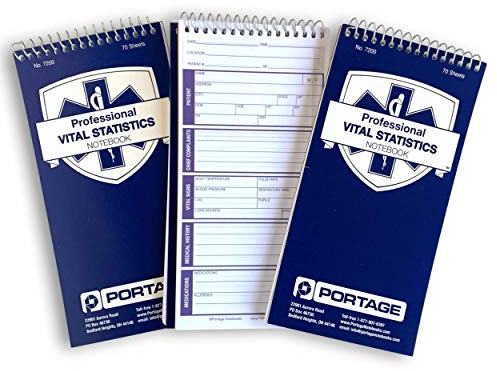 EMT/First Responders Vital Statistics Notebook – 8” x 4” Medical Notebook for Vital Signs and Additional Patient Information – 210 Pages (3 Pack)