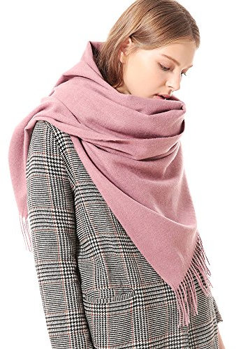 AONE Damen Dicker weicher Kaschmir-Wolle Pashmina-Schal-Verpackungs-Schal Warm-Stola groß Gummi-Rosa