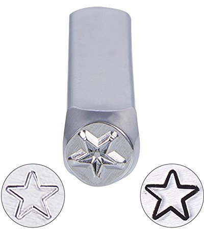 BENECREAT 6mm 1/4 Sterne Design Briefmarken, Metall Punch Stempel Stanzwerkzeug - Galvani Hartstahl Werkzeuge zum Stanzen/Punsch Metall, Schmuck, Leder, Holz