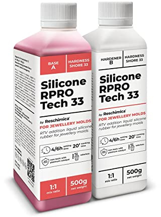 Gomma siliconica per stampi 1:1 per Alte Temperature R PRO Tech 33, Resistente alle Alte Temperature,33 Shore, Crea Stampi Professionali Senza ritiro lineare (1 kg)