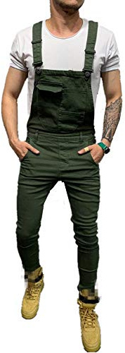 Fansu Peto Jeans Monos Hombres, Denim Jeans Bib Overoles Pantalón Vaqueros de Mono para Hombre Pantalones de Bolsillo Rotos Mezclilla Jumpsuit Casual