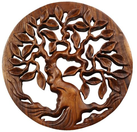 Oriental Galerie Wandbild Wanddeko Mandala Relief Lebensbaum Baum Symbol Mythologie Deko Soar Holz Neues Modell Nr.3 ca. 30 cm