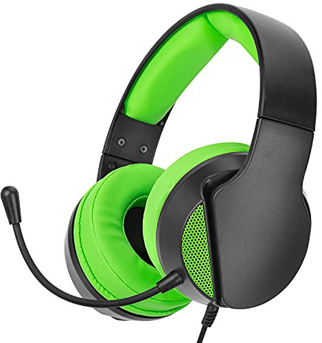 NITHO Janus Cuffie Gaming Over-Ear – Driver 40 mm, Microfono Flessibile, Audio Stereo – Jack 3.5 mm – PC/PS4/PS5/Xbox One/Series X|S/Smartphone/Tablet – Verde