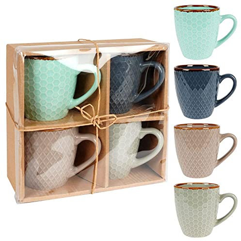 Vilde Juego de 4 tazas de cerámica, 250 ml, perfectas para regalar
