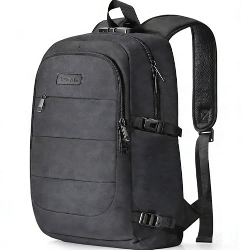 Tzowla Sac a Dos Antivol Ordi Portable pour Homme et Femme,Sac à Dos Ordinateur PC Etanche avec Port de Chargement USB et Verrou et Smart Tracker Tag pour Ordinateur Portable de 15/15,6 Pouces-Noir