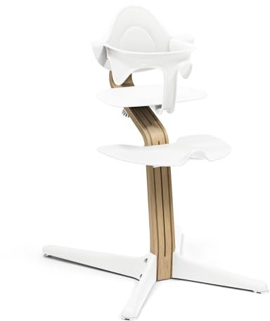 Stokke Nomi Silla Roble + Baby Set, Blanco - Inspira a Sentarse de Forma Activa y Proporciona Apoyo Mientras el Bebé Aprende a Sentarse - Soporta hasta 150 kg