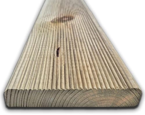 Pavimento esterno in legno da 300 cm, Listone decking zigrinato sezione 14,5x2,7 cm, in pino impregnato classe IV - per pavimentazioni, rivestimenti, piscina giardino, esterno