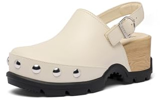 Sorel Women's Roam’N Clog RVT Platform Clog, Chalk/Black, 7