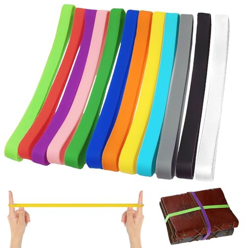YOUYIKE 12 Pezzi Fasce Elastiche in Gomma Siliconica, 14x1cm Elastici Colorati in Gomma, Grande Elastico in Silicone, Elastici in Gommas Larghi per Arte, Scuola, Casa, Ufficio, Cartelline, Libri