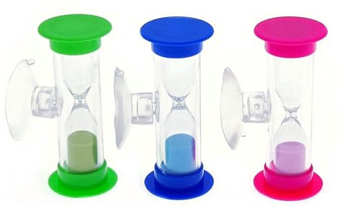 CCHAMP 3 x 3-Minütige Kunststoff-Sanduhr für Kinder zum Zähneputzen Mit Saugnapf - Mini-Sandglas für Kinder-Zahnbürste und Zeitmanagement-Werkzeug