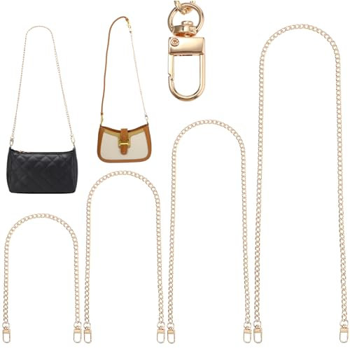 4 Stück Kette Schulterriemen Kette Für Tasche Trageriemen Gold Trageriemen Kette Schultergurt Für Taschen Flachketten Mit Metallschnallen Taschenkette Handtaschenketten Ersatz Für Umhängetasche