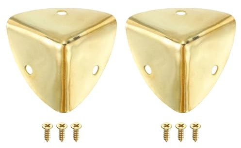 QUARKZMAN 2pz Protezioni Angolari Decorativa, 40mm Protezione per Bordi in Metallo, Paraspigoli Protezione Angoli Mobili con Viti, Oro