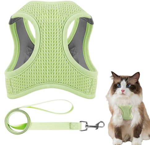 Kattsele - Bröstsele för , rymningssäker kattsele, kattsele, genomgångssele för , reflekterande jacka i nät, lätt sele för promenader utomhus