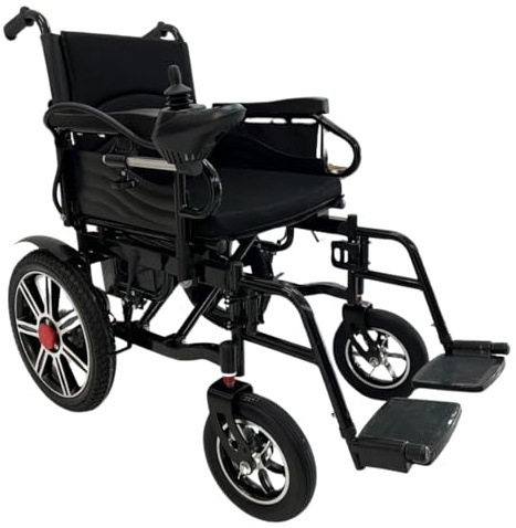FERRUCCI COMFORT Silla de ruedas automática eléctrica plegable, autonomía 25 Km, velocidad 6 km/h, profesional, negra, capacidad de carga 120 kg;