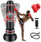QAMIC Boxsack Erwachsene, 180cm Aufblasen Schweren Boxsack mit Boxhandschuhen und Luftpumpe, 0,5 mm dickem PVC-Material Standboxsack für MMA Muay Thai Fitness Anfänger Training