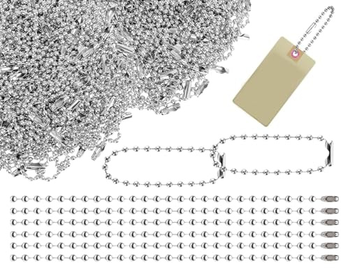 AOYEGIC 100 Stück Kugelkette,Perlen Rollenkette,Metall Hängekette,Metallkugelkette,Charm Craft Ball Bead mit Verbindern,für DIY-Schmuckherstellung Halsketten Armbänder Schlüsselanhänger(Silber,2.4 mm)