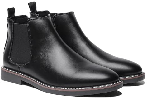 Harssidanzar Uomo Chelsea Stivali Stivaletti Casual Abito Stivali Caviglia Classici Scivolare su Stivali KM303EU,Nero,Dimensione 44
