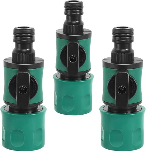 Hydrogarden Lot de 3 valves d'arrêt à dégagement rapide, tuyau d'arrosage en ligne,raccords Rapides de Tuyau d'eau de 16 mm pour tuyaux d'eau de 1/2 Pouce