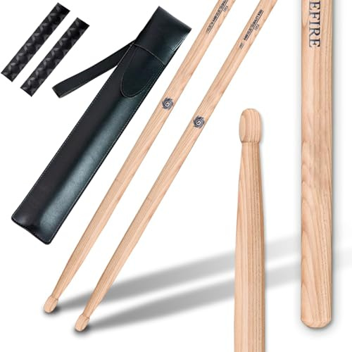 Baquetas AQTAQ 5A de nogal con empuñaduras antideslizantes, resistentes y duraderas, para instrumentos musicales. Baquetas de nogal color madera.
