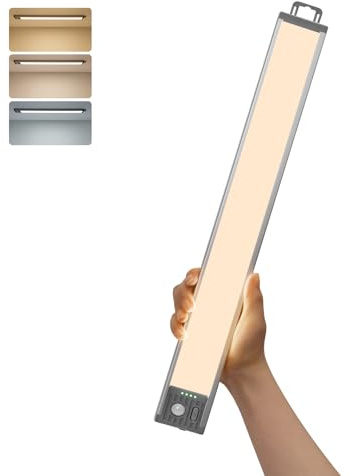 GOODEA 4500 mAh Lampe Cuisine Sous Meuble Sans Fil 44.5cm- Éclairage de Placard avec Détecteur de Mouvement, 90 LED, 3 CCT, Réglable en Luminosité, Montage Magnétique 1 Pack