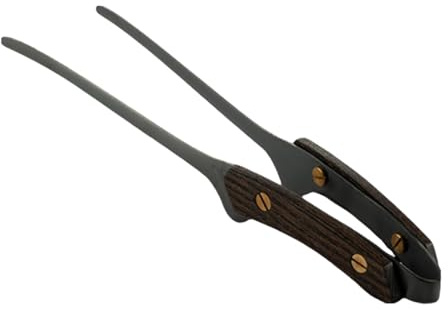 lopituwe Pinze per barbecue, pinzette antiscivolo, manico in legno, pinzette multifunzionali antiaderenti per alimenti, nere