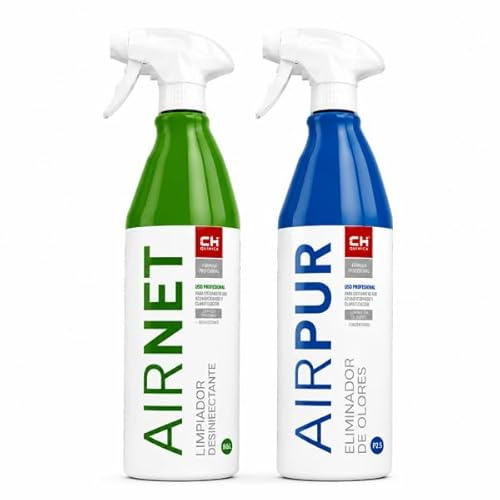 Bilake Pack AIRNET + AIRPUR – Limpiador de Aire Acondicionado. Elimina Bacterias, Hongos y Malos Olores. Limpieza Profunda Split, Filtros y Evaporador. Spray 750ml (1 AIRNET + 1 AIRPUR)