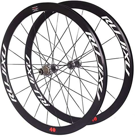 Rueda de Bicicleta 700c Juego de Ruedas de Bicicleta de Carretera Llanta de aleación de Doble Pared 40 mm V Freno QR 8-11 velocidades Cojinete Sellado(Silver)