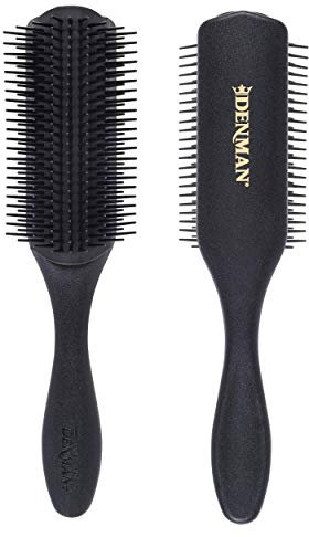 Denman Haarbürste D4M (Langhaarbürste), zum Stylen und Glätten langer Haare, antistatisches Gummikissen und Nylonborsten, 9-reihig, schwarz