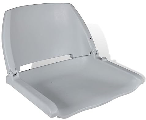 'vidaXL Foldable Boat Seat – Ergonomically Designed, Grey Plastic Seat for Boats - Weatherproof, Easy Installation and Storage – Stainless Steel Screws