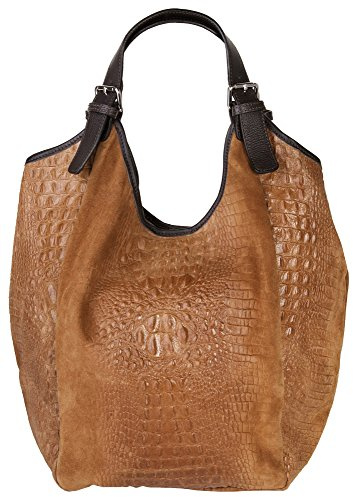 Samantha Look Shopper Echt Leder Damen 016650 Made in Italy Umhängetasche mit Magnetverschluss - Tragetasche groß für Alltag & Büro