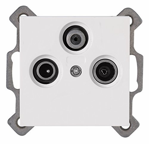 Kopp Athenis 941329084 Prise d'antenne 3 Voies TV/RF/Sat Blanc Pur, 3 Sorties avec Base, Rein-White