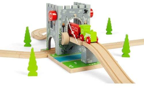 Bigjigs Rail Wooden Castle Drawbridge | Toy Accessories for Classic Wood Train Track Set | Ideal Medieval Themed Gifts for Kids Age 3+ | Fun Educational Playset for Knight & History Enthusiasts