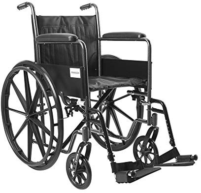McKesson Wheelchair, Swing Away Foot Leg Rest, Fixed Arm, 18 in Seat, 300 lbs Weight Capacity, 1 Count