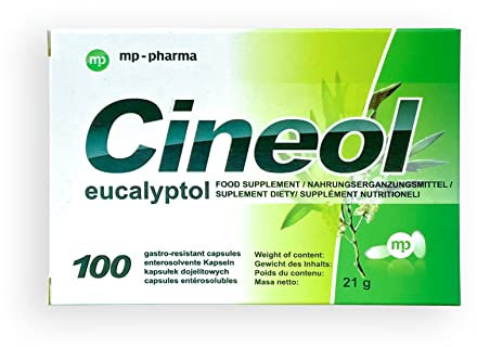 Cineol Eucalyptol - 100% naturel - gélules à l'huile d'eucalyptus - contre l’inflammation des voies respiratoires supérieures et les rhumes - complément alimentaire - 100 pcs.