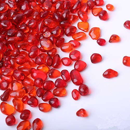 XIZHI Magnifique gravier naturel décoré d'aquarium pour poissons, tortues, paysage, fond ou plantes en pot, décoration de jardin, galets (rouge)