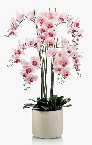 artplants.de Orquídea phalaenopsis Decorativa Cecile, Maceta de cerámica, Rosa, 100cm - Orquídea Artificial - Flor de plástico