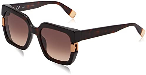 Furla Unisex SFU624 Sunglasses, Brown, high Gloss (Shiny Dark Havana), 54