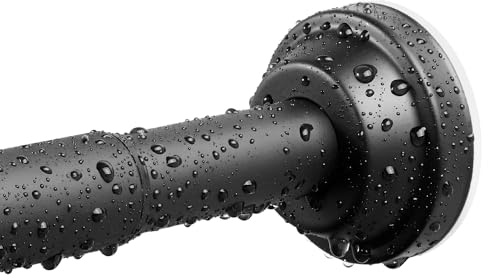 Barra de cortina de ducha de color negro mate, 101.6 a 180.6 cm, sin taladrar, barra de cortina de ducha de tensión ajustable para baño, barra de ducha de resorte de metal de acero inoxidable, 1