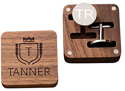Individuelle Metall-Manschettenknöpfe für Herren, personalisierte Manschettenknöpfe mit Holzbox, Trauzeugen-Geschenke für Hochzeit, Geburtstag, Vatertag, Hochzeit, Partygeschenk (Silber)