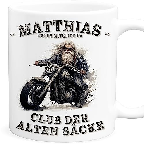 Club der alten Säcke 60 alter Sack Tasse Motorrad personalisiert Geschenk zum 60. Geburtstag Mann lustiges Geburtstagsgeschenk Kaffeetasse Biker (60)