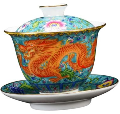 HOMSFOU 1 Jeu Sancai gaiwan Bol à Thé Et Soucoupe Tasse à Thé Traditionnelle Bol à Thé Kungfu Ensemble De Tasse De Thé Tasse à Thé Vintage Multifonction Céramique Tasse à Thé Fleur Voyage