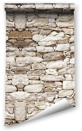 ANBILILA Papel Tapiz Autoadhesivo de Roca, 44.5x400CM Piedra de Ladrillo Autoadhesivo de Vinilo Fondos de Pantalla Impermeable Rollo de Decoración de Paredes para Paredes Decorativas