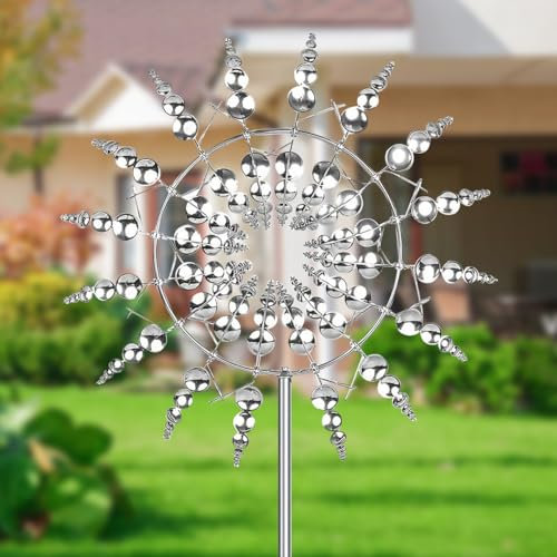 Mulino a Vento in Metallo, Girandola a Vento da Giardino Unico e Magico, 3D Wind Spinner con Paletto da Giardino, Spinner da Giardino All'aperto per Terrazze, Prato