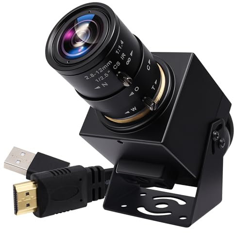Cámara de vídeo 4K 60fps USB 3.0 HDMI Dual Output con zoom para ordenador portátil TV, enfoque manual, streaming webcam con objetivo de 2,8-12 mm, H.264 4K 60 fps cámara de alta velocidad para PC