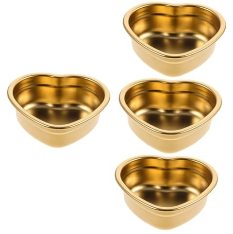 Cabilock 4 Pièces Assiette à Goûter En Forme De Cœur Plateau à Bijoux Bols à Collation Mini Assiettes Plateaux De Service Petits Bols De Service Golden Acier Inoxydable Réutilisable