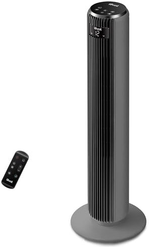 LEVOIT Ventilateur Colonne Silencieux, 5 Vitesses 4 Modes de Vent,Télécommande, Minuterie 12h, Oscillant à 90° avec 7m/s, 33W Économie, avec Mode Veille pour chambre, Noir Gris