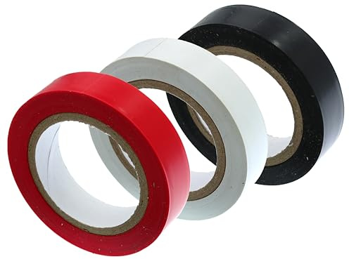 Tenletic Racket Finishing Tape 14 mm Width – 3 x 10 Metres – Black, Red, White – To Secure Racquet Grips for Tennis, Squash, Badminton, and Padel Bats (3-Pack Mixed Colours)