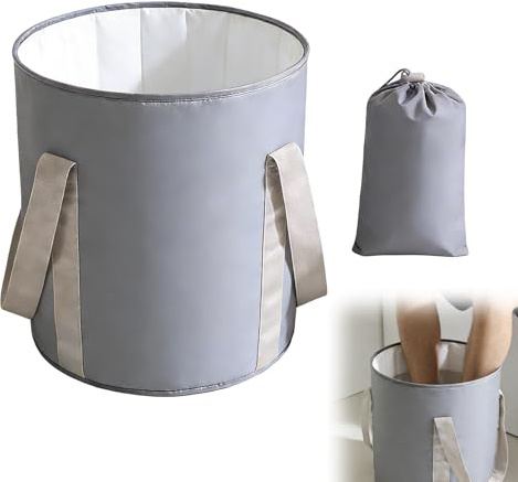 Foot Bath Bowl, Collapsible Bucket for Soaking Feet with Storage Bag, Foot Soak Bowl, Foot Bath Tub for Home Camping Washing Fishing Outdoor (Grey)