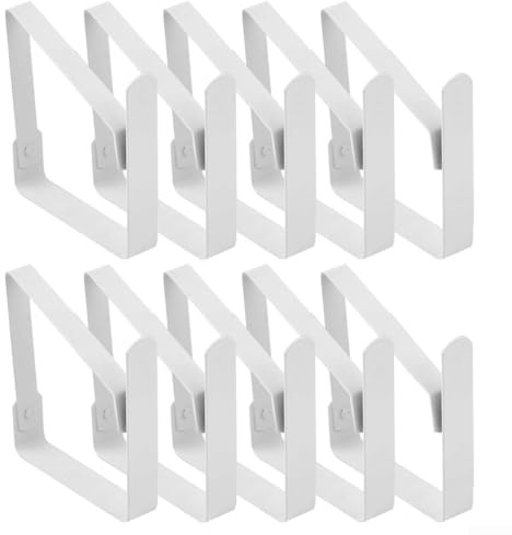 10 fermatovaglia in acciaio inox, 8 x 7 cm, design regolabile per fissare tovaglie in giardino, patio o tavoli da picnic fino a 1,4 cm di spessore, per cene all'aperto e feste (bianco)